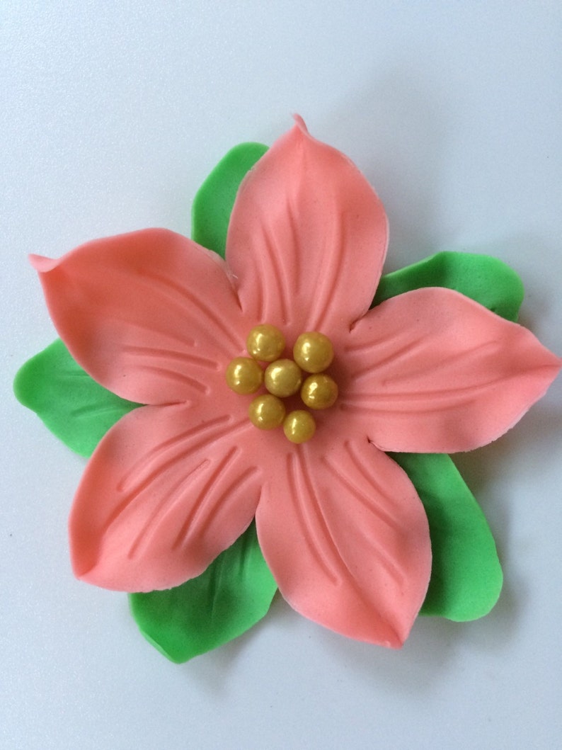 Fondant flowers 12 Light Coral edible flowers hawaiian Etsy