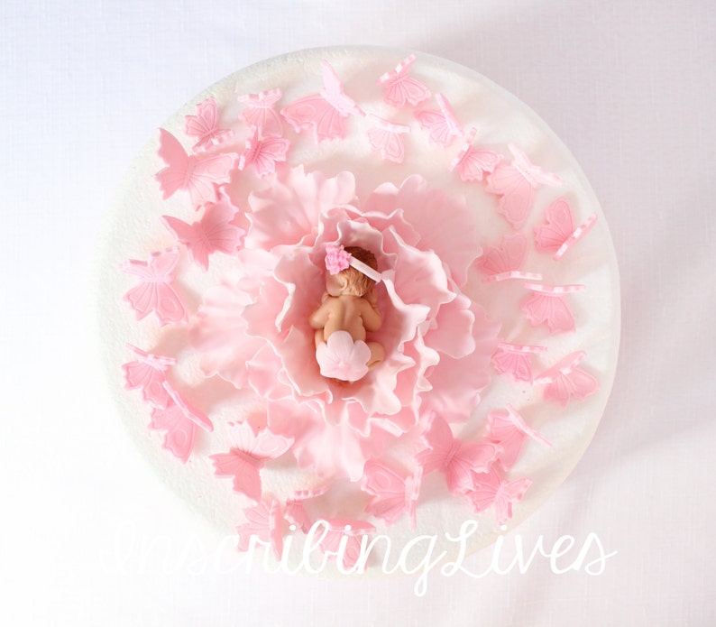 Butterfly Baby Shower Cake Topper 29pcs Girl Pink Peony 3D Etsy
