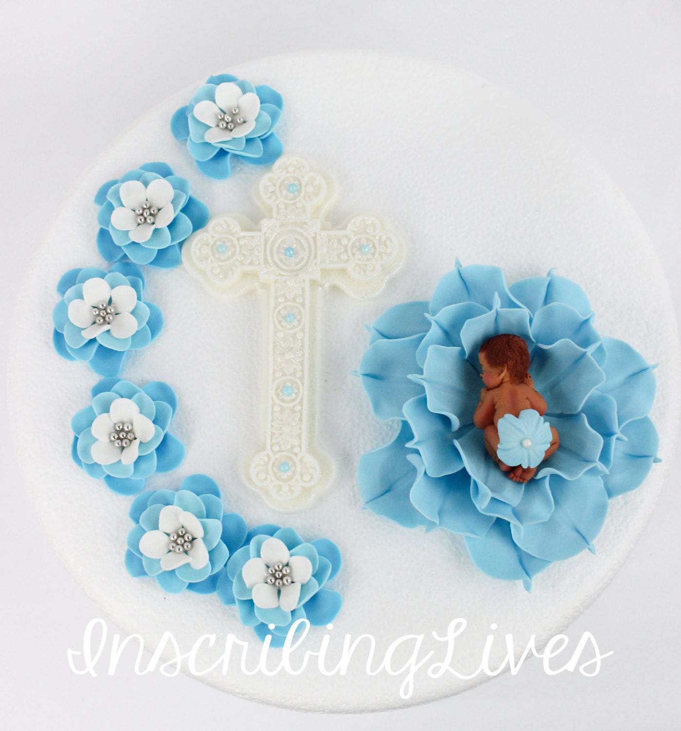 Baptism Cake Topper Boy Christening Cake Topper 9pcs Fondant Etsy