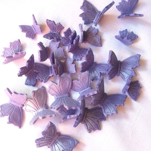 purple butterfly cupcake toppers 24pcs edible fondant assorted cake topper cookie decorations sweet 16 wedding birthday girly easter 3D