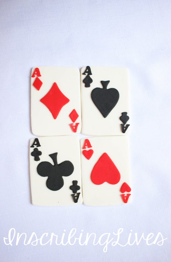 Casino Cake Topper 4pcs Playing Card Fondant Cake Decorations Etsy