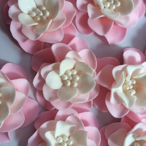 fondant flowers 12pcs Vintage pink white Ombre flowers edible fondant cake  topper cupcake toppers decorations  wedding birthday shabby