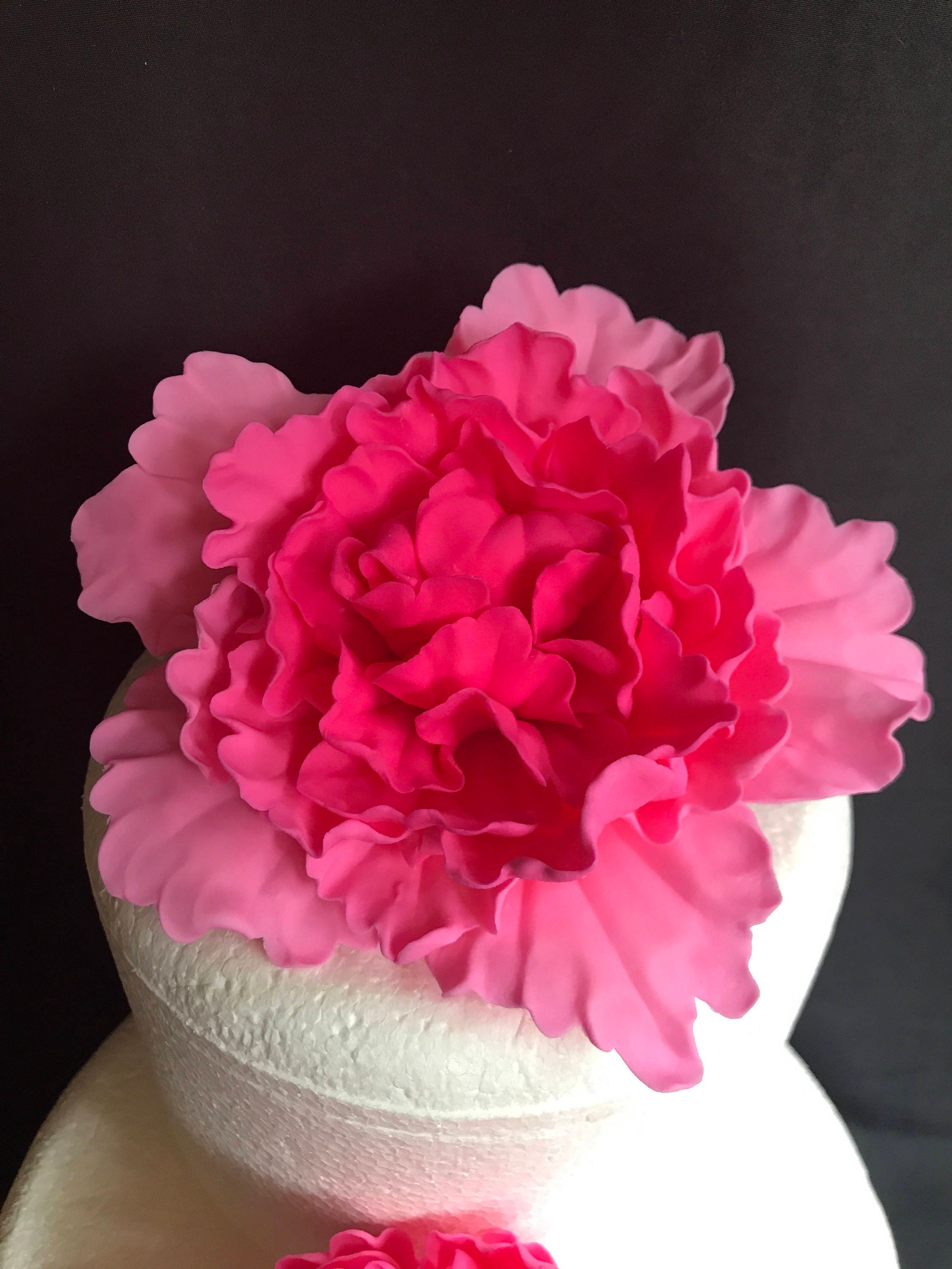 Edible flowers fondant flowers hot pink ombre XL Peony flower Etsy