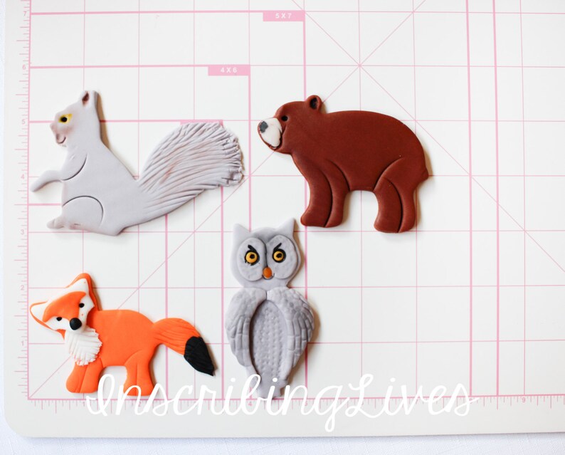 12 woodland animal cupcake toppers edible fondant forest Etsy