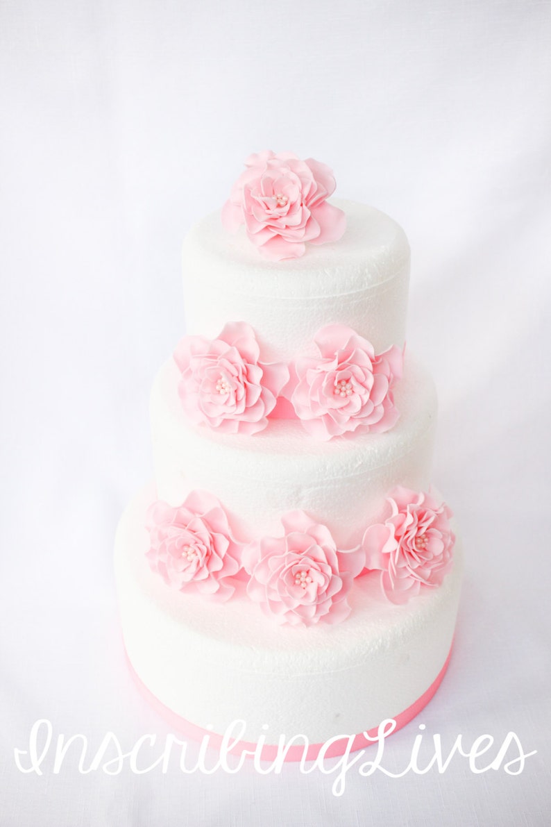 Large Pink Flower Cake Decorations 6pcs Blush Wedding Cake Etsy