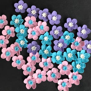 Pastel fondant flowers, 36pcs Assorted light color combination Hawaiian tropical, edible flowers, cupcake decorations, edible cake pop