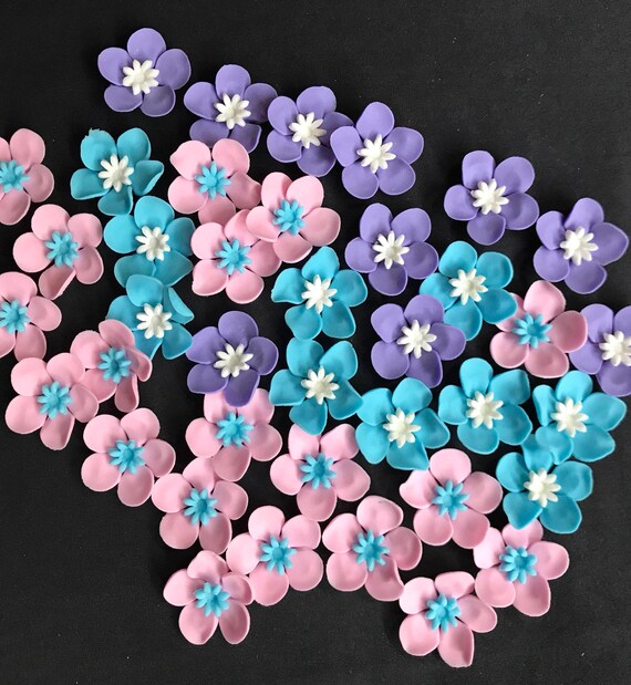 Pastel Fondant Flowers 36pcs Assorted Light Color Combination Etsy