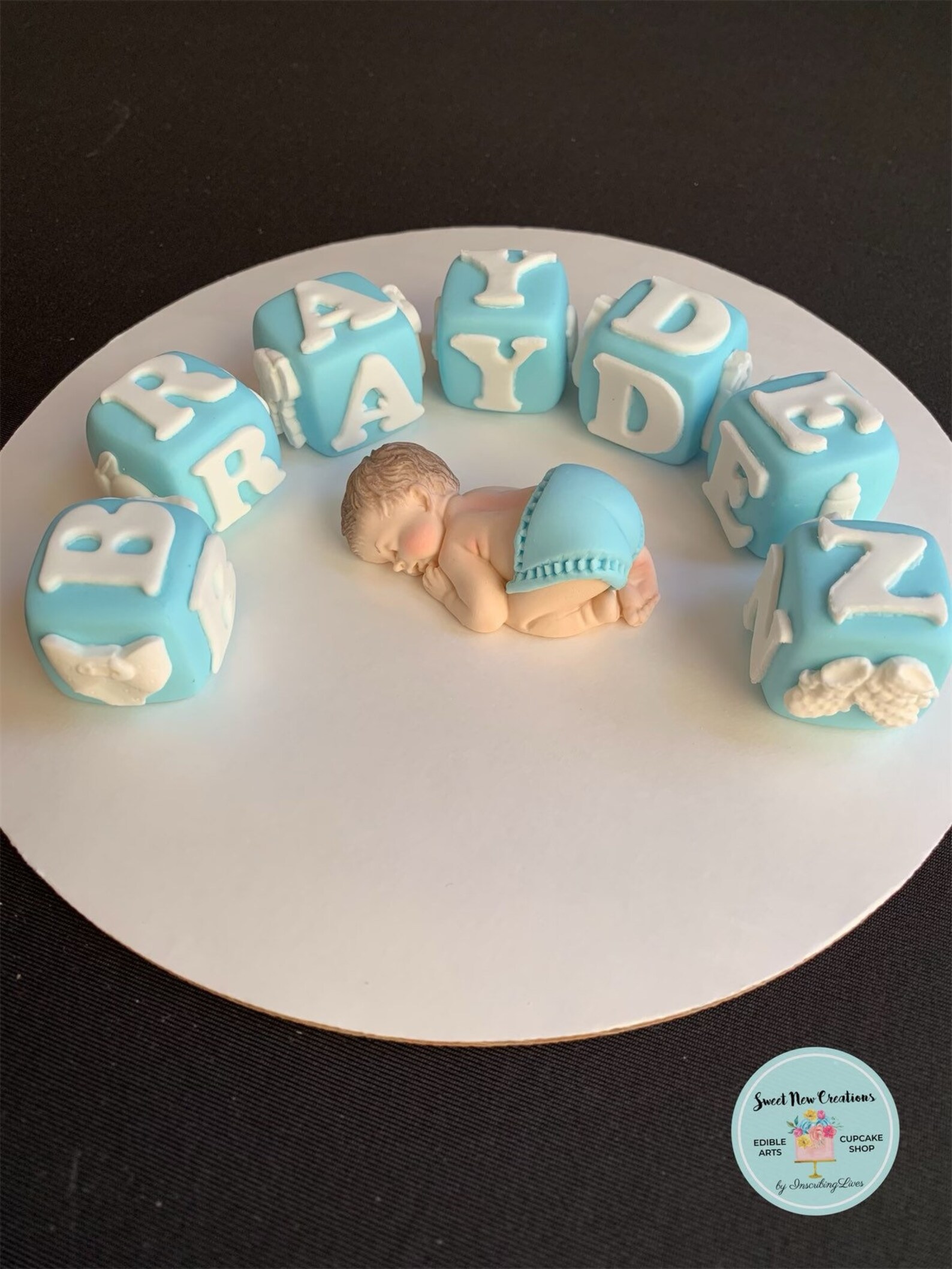 Edible Fondant Letter Blocks Cake Topper 6pcs Boy Baby Shower Etsy