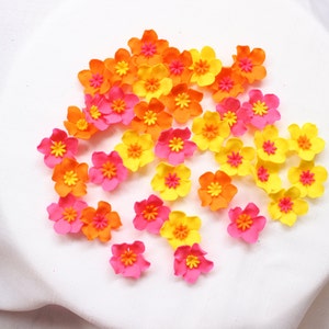 fondant flowers, 36pcs Assorted bright color combination Hawaiian tropical, edible flowers, cupcake decorations, edible cake  pop flowers