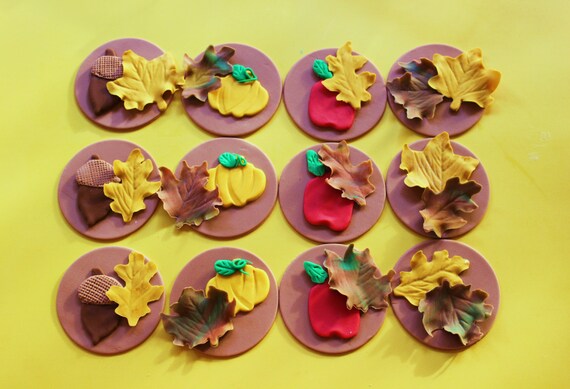 12 Fall Thanksgiving Edible Fondant Cupcake Cake Toppers Etsy