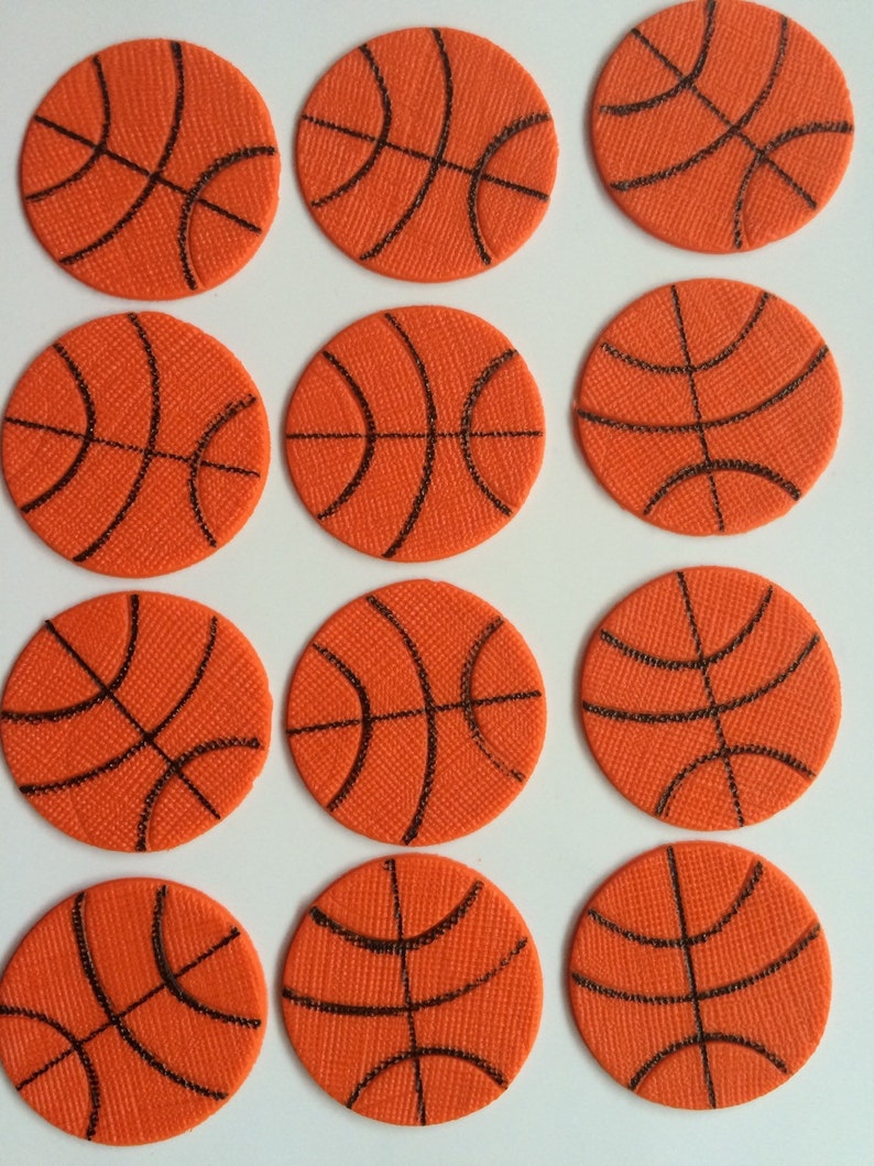 12 Basketball Cupcake Toppers Edible Fondant Cake Cookie Etsy