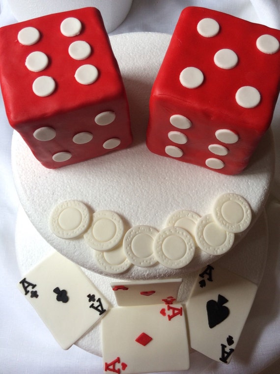 WEDDING Reception LAS VEGAS GAMBLER DICE CARDS Game Over Sign CAKE TOPPER 