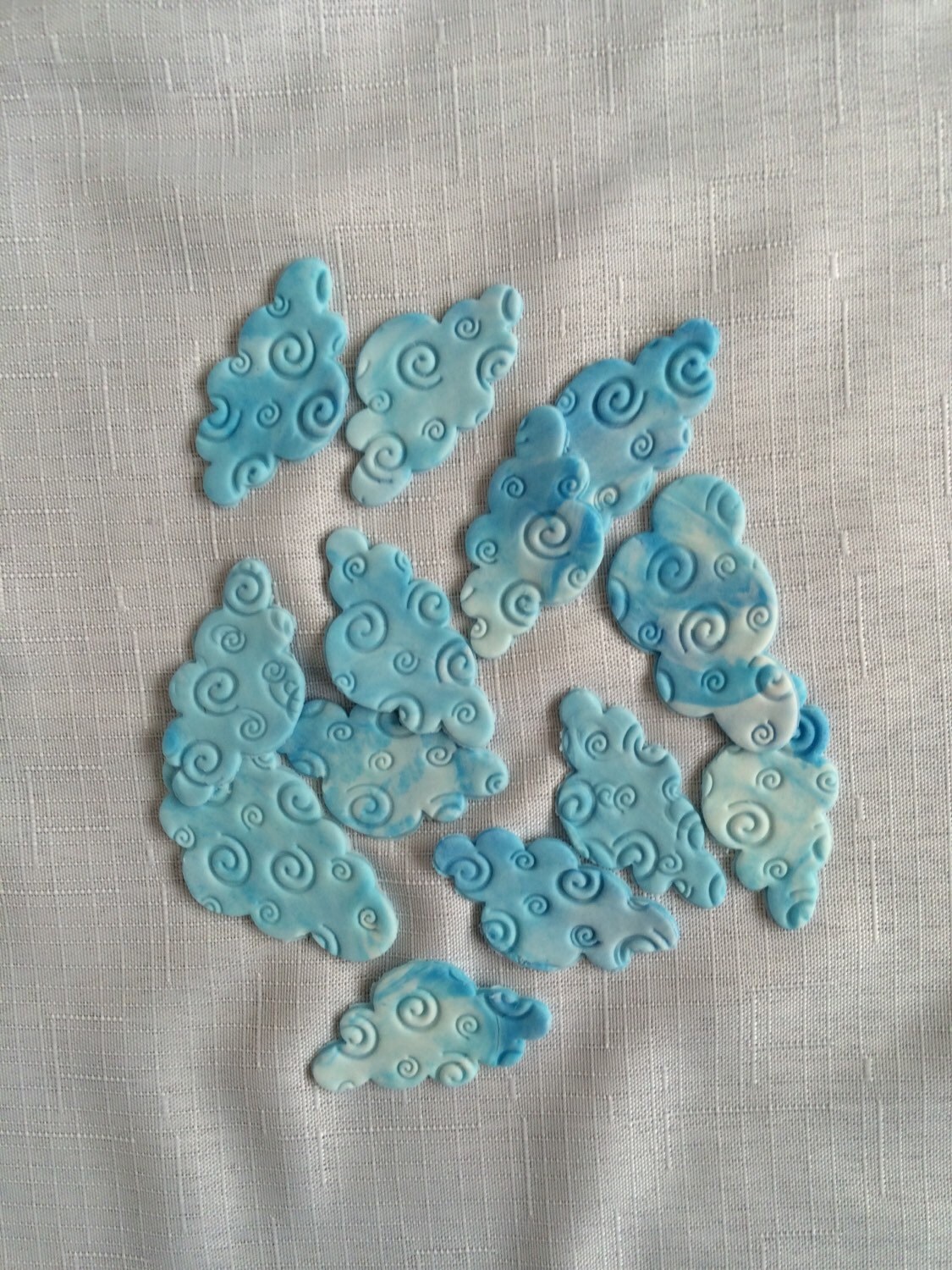Wave cupcake toppers 12 edible fondant cloud cake topper 