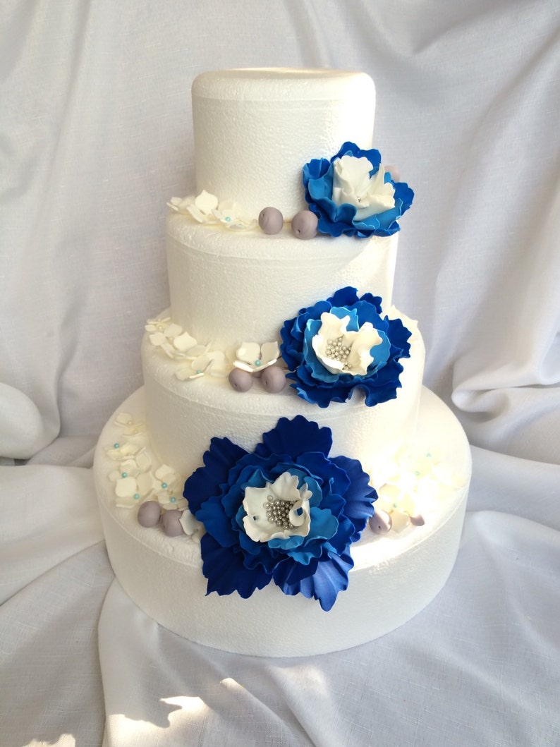 Wedding Cake Flowers 51pcs Wedding Cake Topper Edible Fondant Etsy