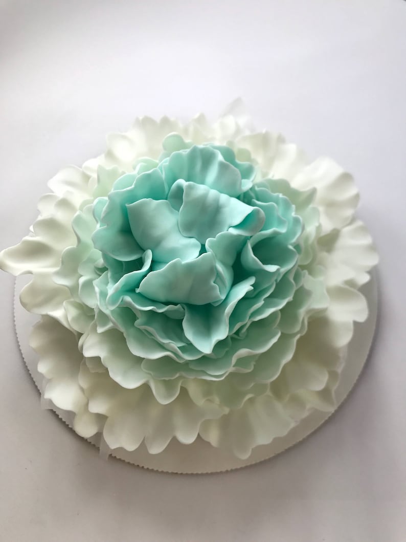 Fondant Flowers XL Vintage Teal Ombre Peony Edible Flowers Etsy