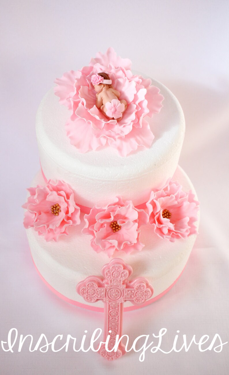 Baptism cake topper 14pcs christening cake topper pink fondant Etsy