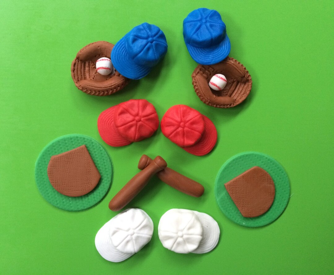 Baseball Cupcake Toppers 12pcs Edible Fondant Baseball Cake Etsy