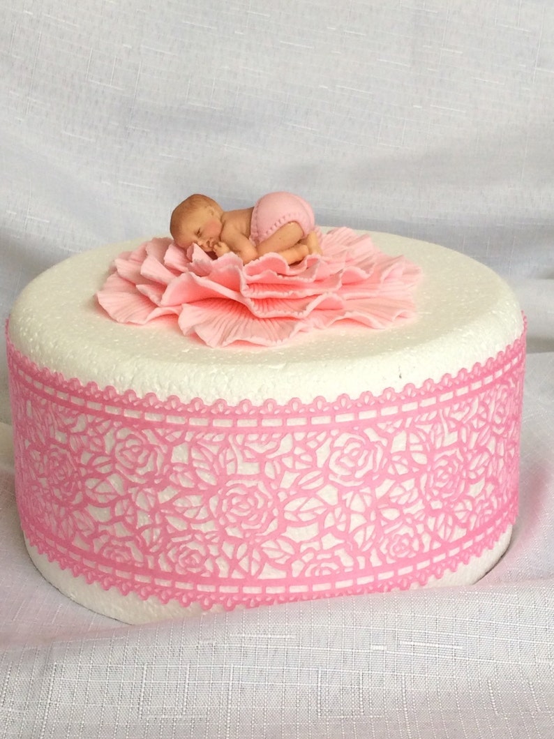 Baby Shower Cake Topper Girl Pink Baby 3D Figure Edible Etsy