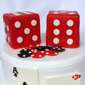 Casino cake topper just 2 Dice cake topper gaming theme party centerpiece edible fondant Casino  bachelorette  adult men ladies decorations