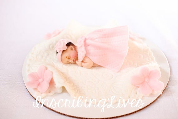Baby On Blanket Cake Toppers Girl Baptism Christening Cake Topper
