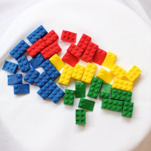 Fondant Building Brick Blocks Cupcake Cake Topper Red Blue Etsy