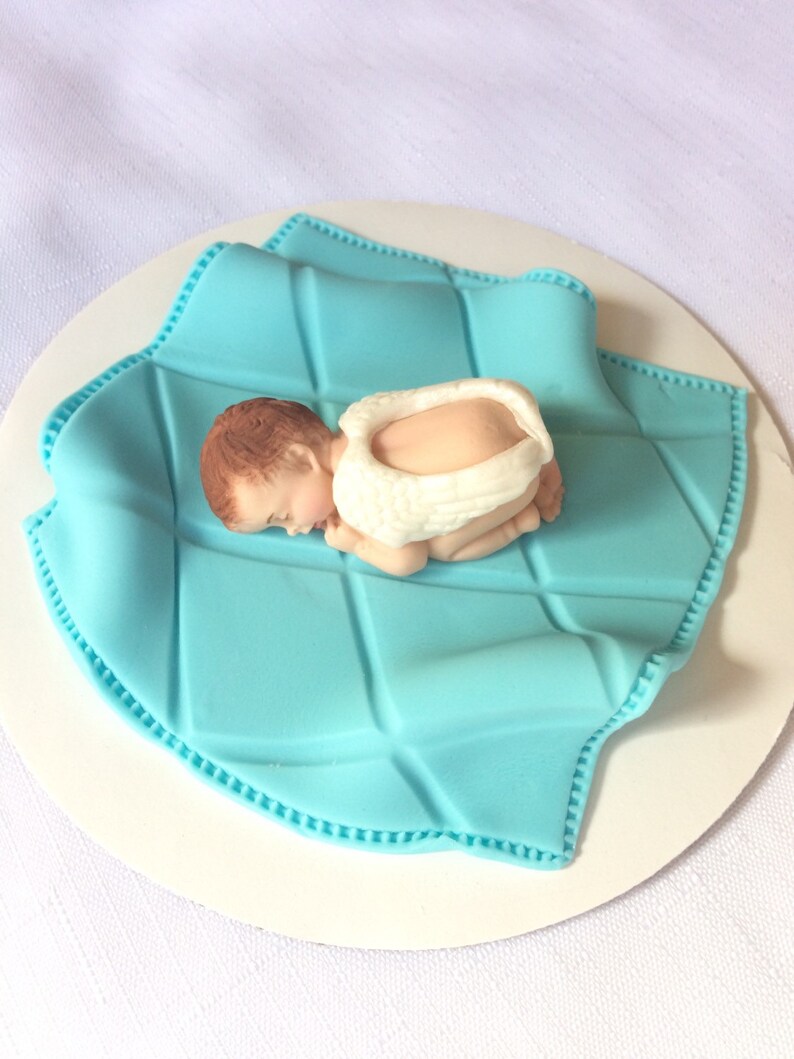 Angel Baby shower cake topper fondant blanket baby cake topper Etsy