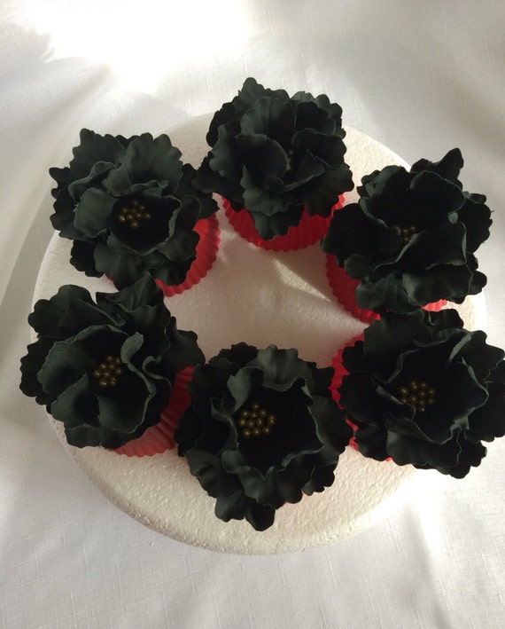 Fondant Flowers 6 Fondant Peony Fashion Cupcake Toppers Etsy