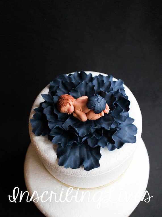 Navy blue sale baby shower cake