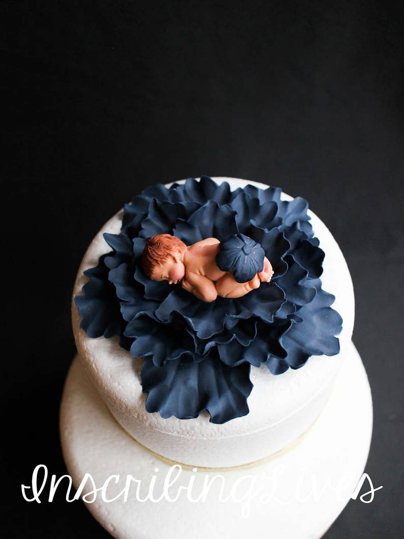 Baby Boy Shower Cake Topper Navy Blue Fondant Flowers Baby On Etsy Baby Boy Shower Cake Topper Navy Blue Fondant Flowers Baby On Etsy