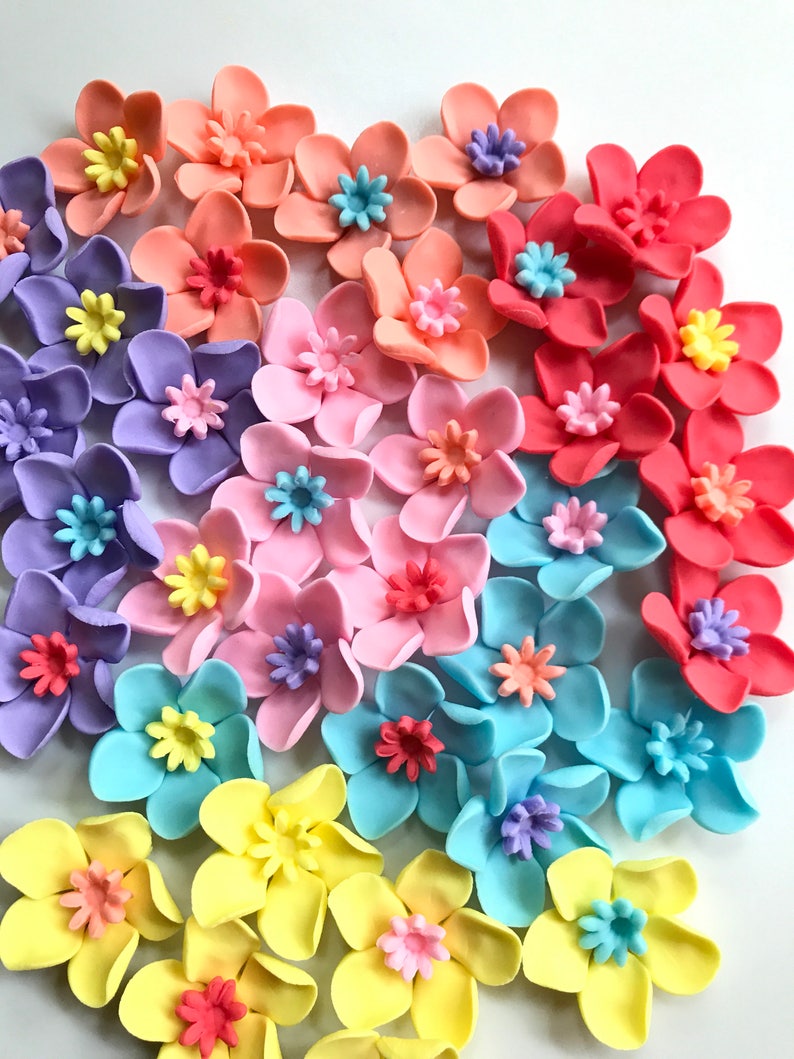 Fondant Flowers 36pcs Assorted Pastel Color Combination Etsy