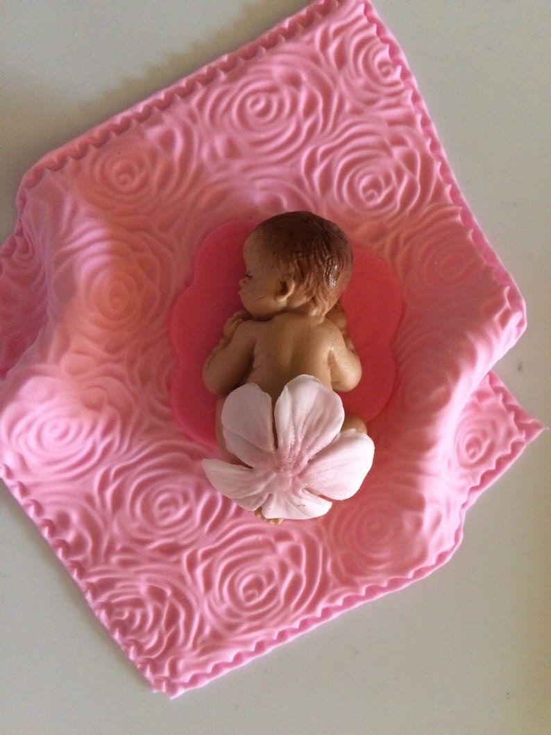 Baby Shower Cake Topper Girl Rose Blanket 3D Figures Edible Etsy