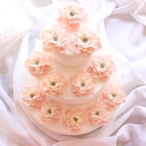 Blush pink fondant flowers, 6pcs Vintage large edible Flowers cake topper rose decorations birthday wedding inscribinglives