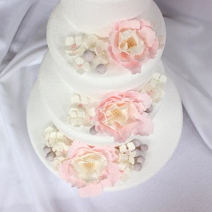 wedding cake flowers 51pcs topper edible fondant flower toppers blush pink Peony hydrangea berries set decorations bridal shower