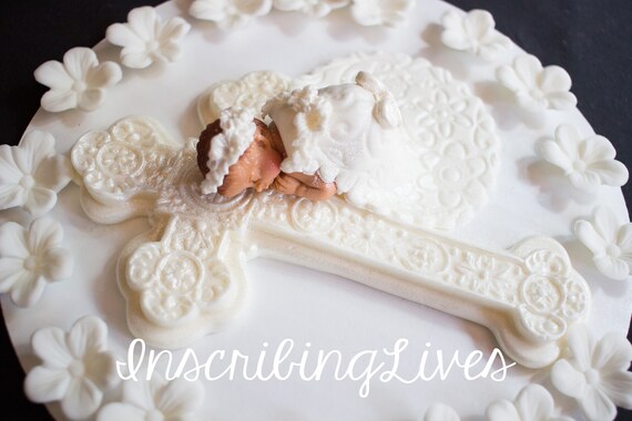 Buy Baptism Cake Topper Flower Baby Laying on the Cross Cake Online in  India  Etsy