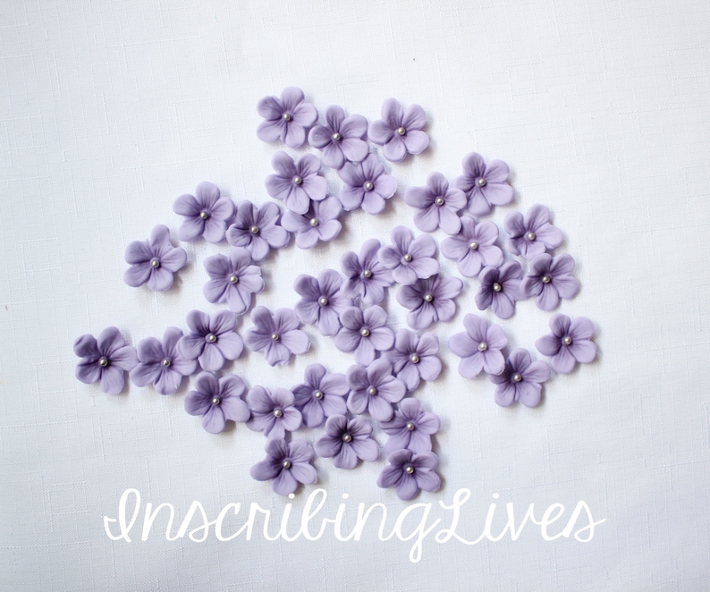 Fondant flowers 36pcs sugar edible flowers lavender purple Etsy