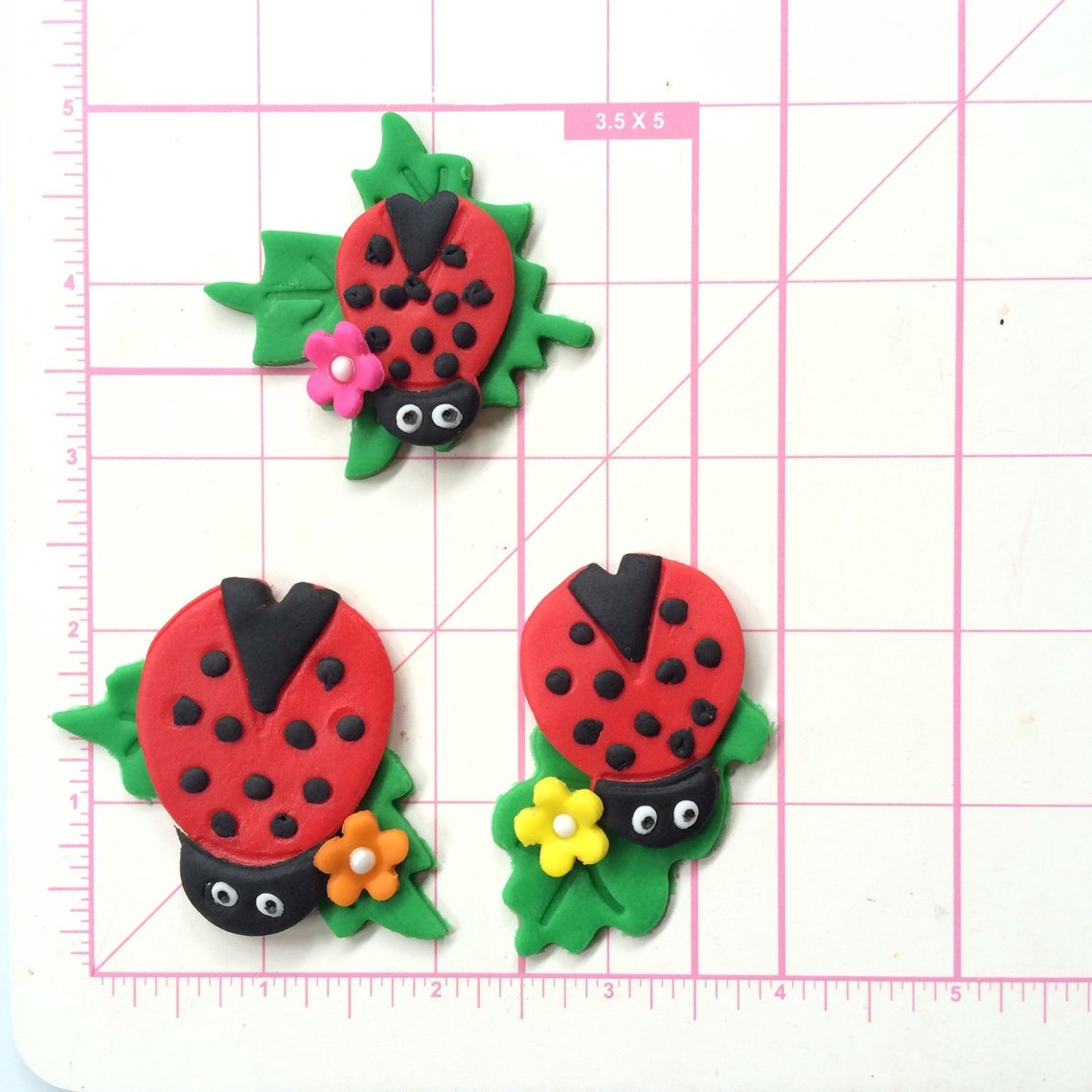 Ladybug Cupcake Toppers 12pcs Edible Fondant Ladybug Baby Etsy