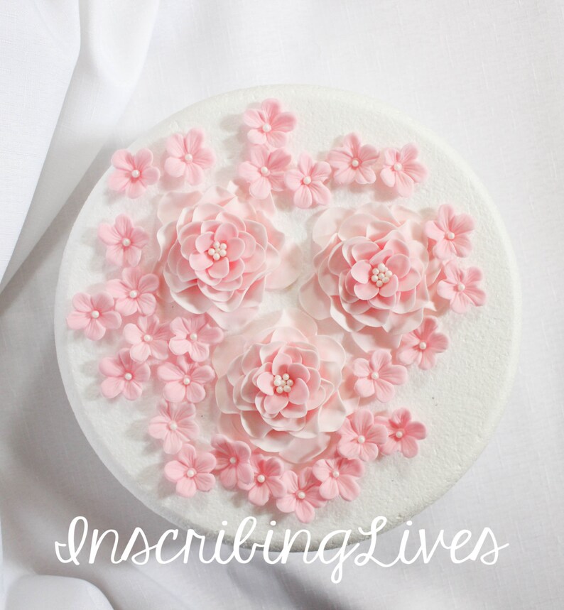 Flower Cake Topper 27pcs Edible Fondant Flowers Decorations Etsy