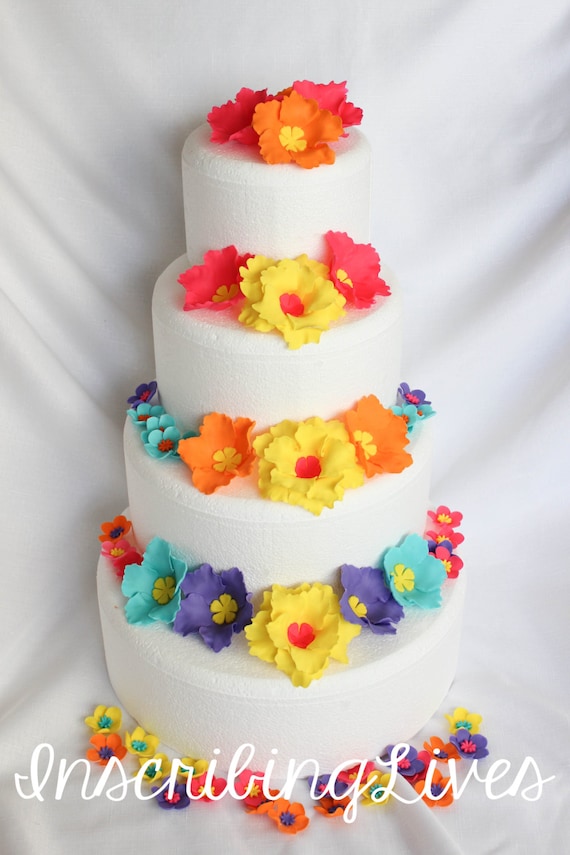 Hawaiian Cake Topper 51 Pieces Luau Wedding Cake Flowers Luau - Etsy