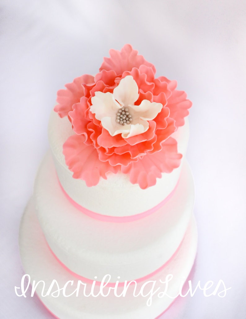 Coral Fondant Flowers XL Peony Edible Flowers Cake Topper Etsy