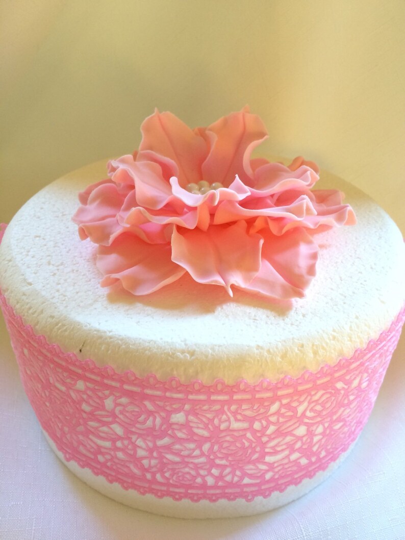 Fondant Flowers XL Soft Pink Lily Edible Fondant Cake Topper Etsy