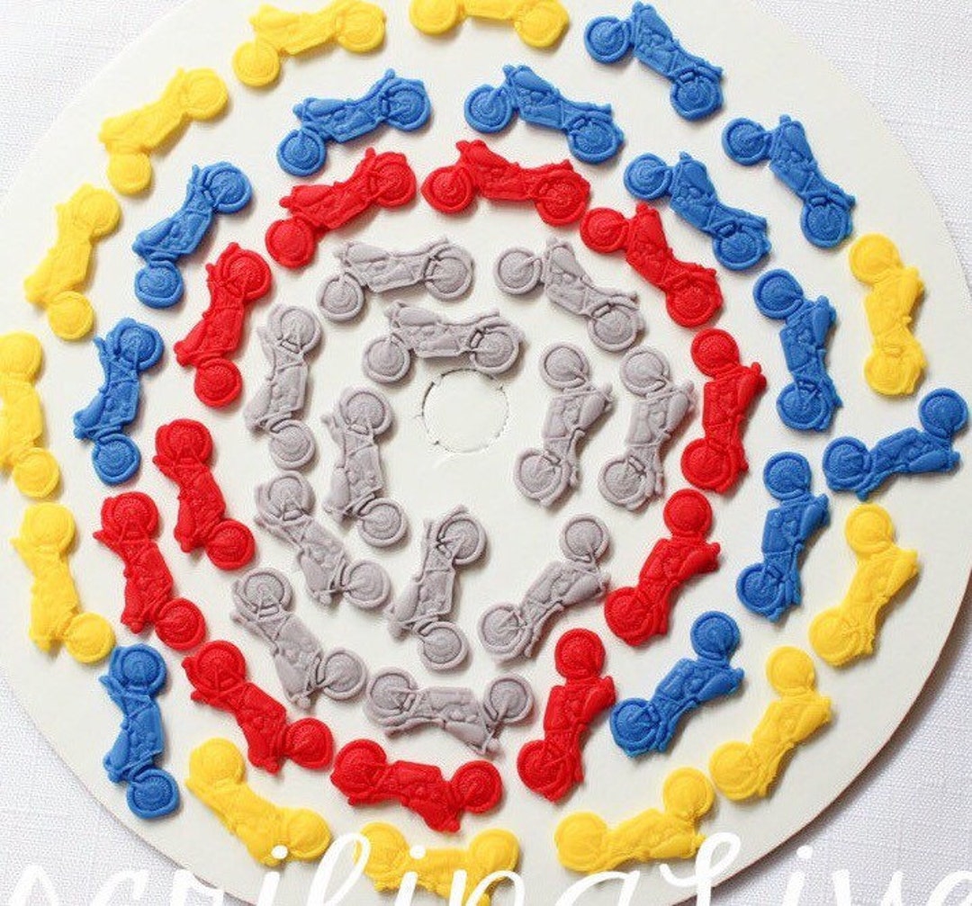 Motorcycle Cupcake Toppers 36pcs Edible Fondant Cake Topper Bike Cup