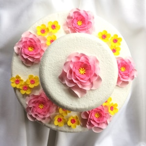 flower cake decorations topper 21pcs edible fondant flowers wedding cake decorations rose pink ombre  Hawaiian birthday Easter
