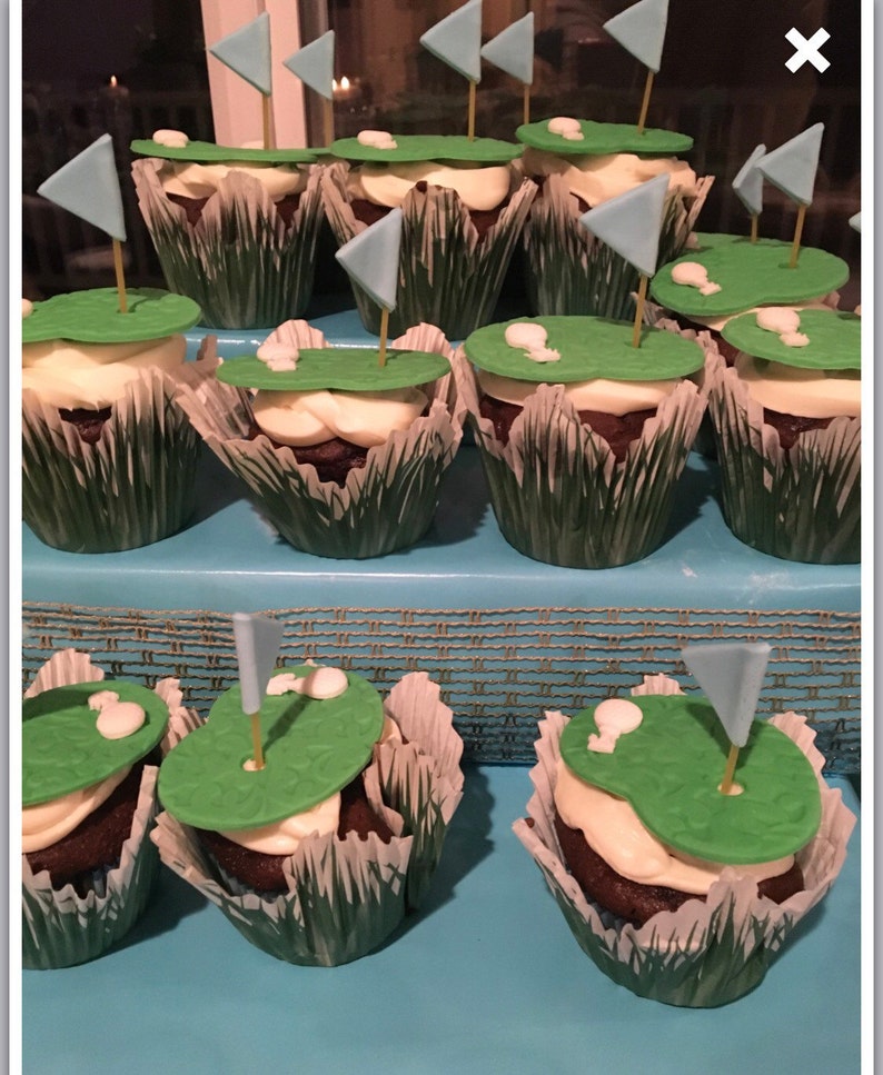 Golf Cupcake Toppers 12pcs Edible Fondant Bachelorrette Etsy