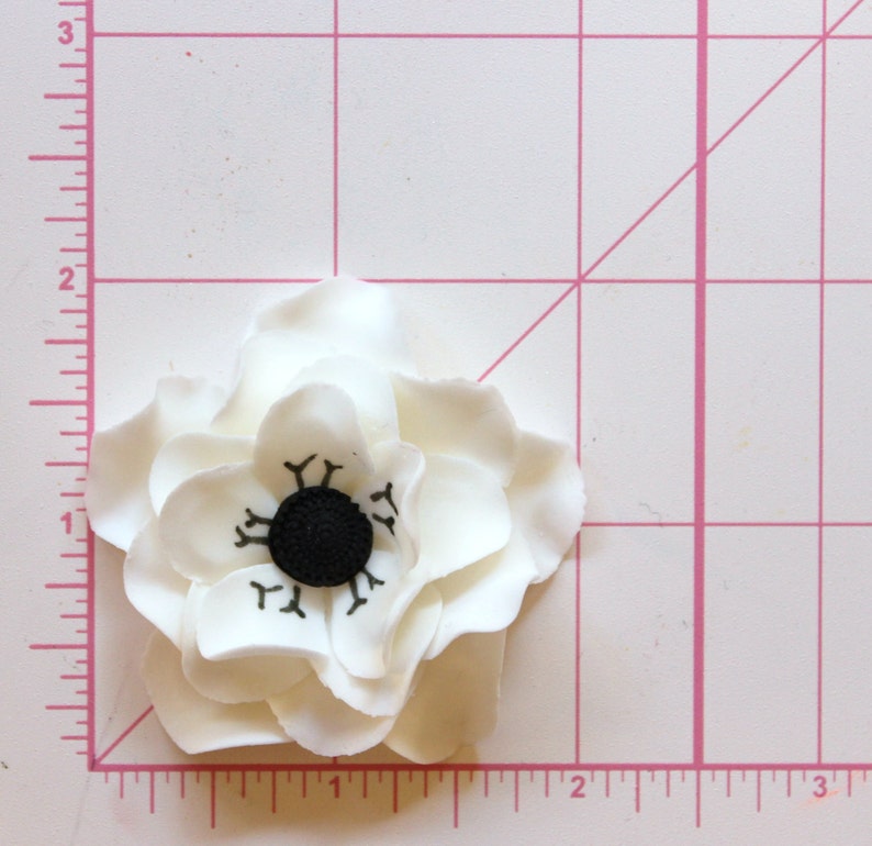 12 Anemone Fondant Flowers Black and White Blossom Edible Etsy