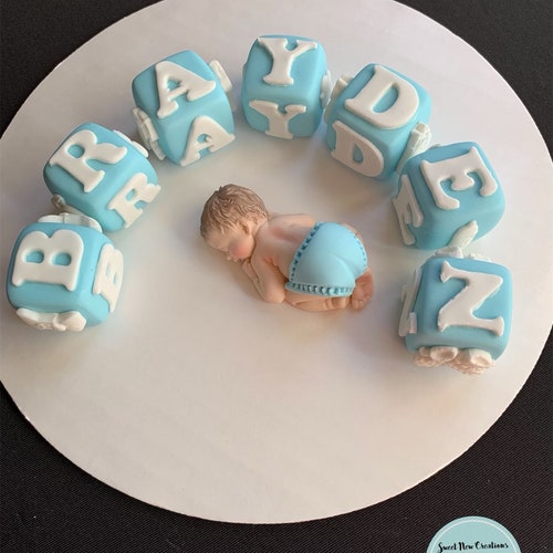 name blocks fairy baby shower cake topper fondant cake topper boy