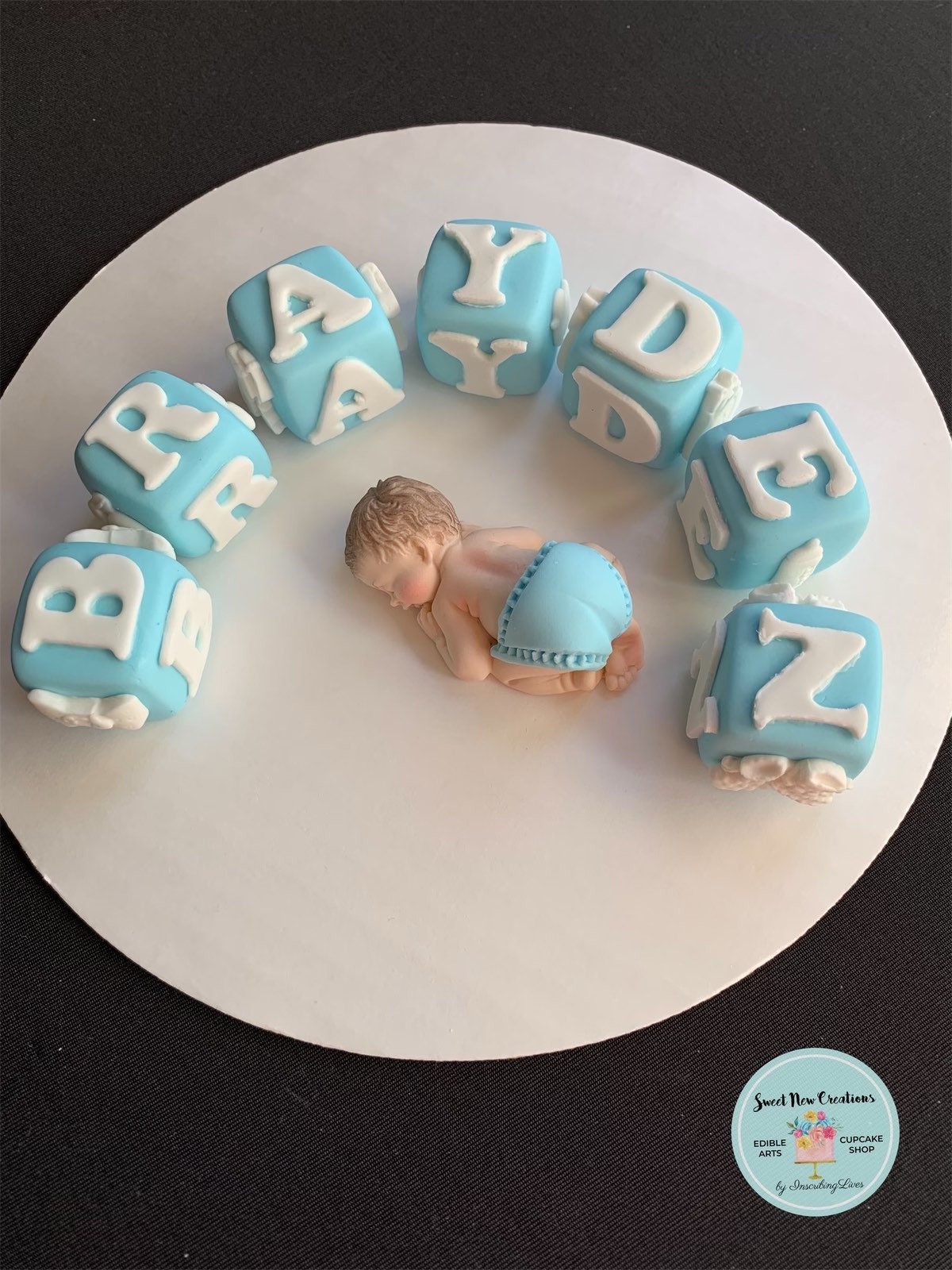 name blocks fairy baby shower cake topper fondant cake topper boy