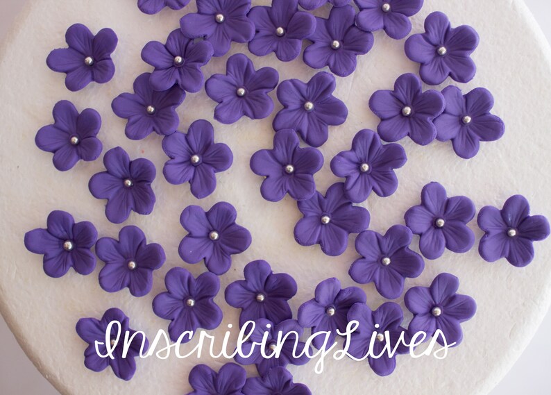 Purple Fondant Flowers 36pcs Sugar Blossoms Hawaiian Edible Etsy