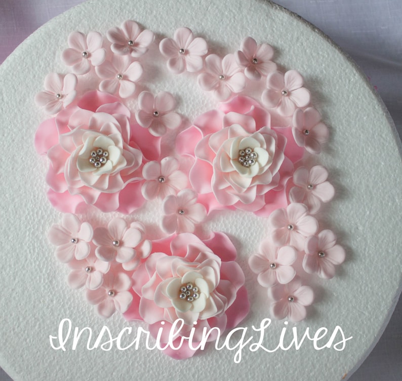 Pink White Silver Edible Flowers Cake Decorations 27pcs Ombre Etsy