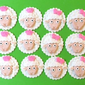 Lamb cupcake toppers 12pcs sheep baby shower decorations Easter cupcake toppers edible fondant toppers birthday by InscribingLives