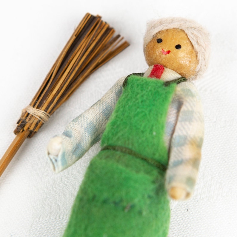 Vintage Wooden Peg Doll Handmade Victorian dress Etsy